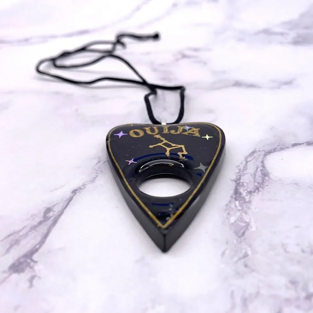 Black Virgo Zodiac Ouija Planchette Necklace Divination Witch Occult Jewelry